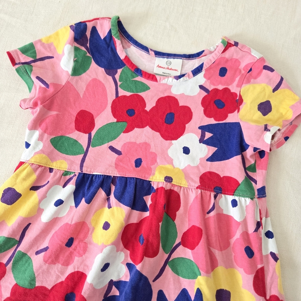 Hanna Andersson Colorful Floral Kids Dress 100% Cotton Girls 8 Size 130 - Picture 2 of 11